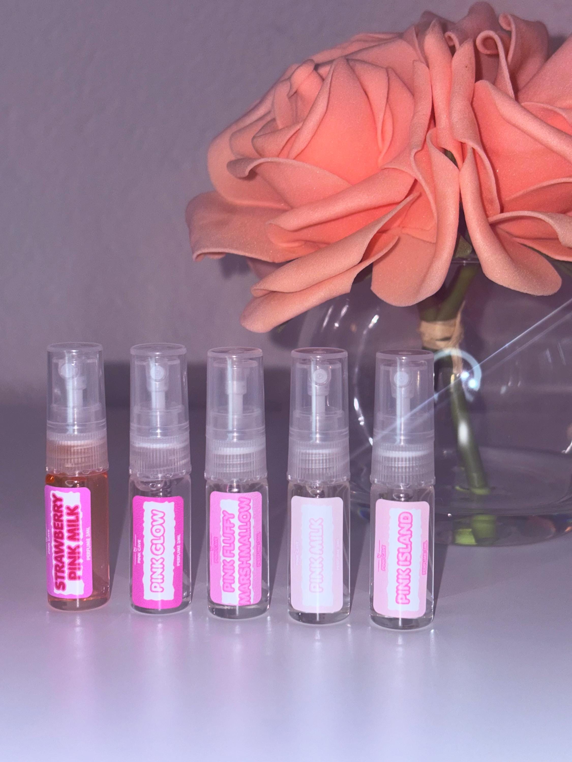 Pink Pack Perfume Discovery Set | 5 Fragrances, 3ml Each (Pink Milk, Glow, Marshmallow, Island)